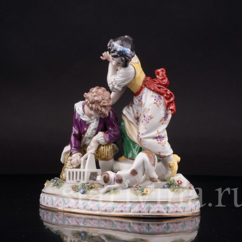 Фарфоровая композиция Дети с мышеловкой, Volkstedt, Германия, кон. 19 в.