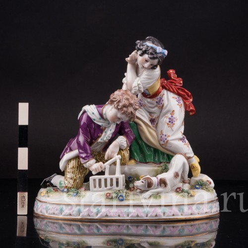 Фарфоровая композиция Дети с мышеловкой, Volkstedt, Германия, кон. 19 в.