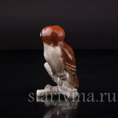 Фигурка птицы из фарфора Сова, миниатюра, Hutschenreuther, Германия, 1960 гг.