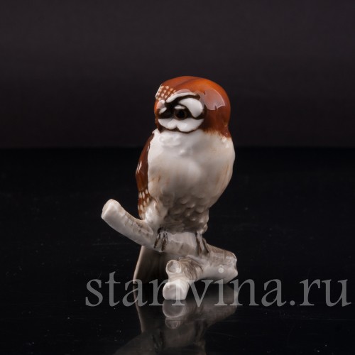 Фигурка птицы из фарфора Сова, миниатюра, Hutschenreuther, Германия, 1960 гг.