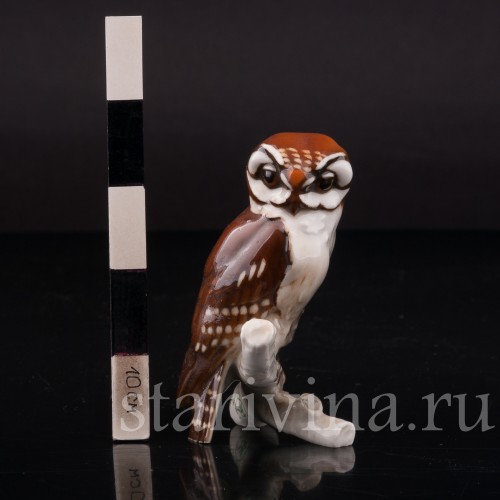 Фигурка птицы из фарфора Сова, миниатюра, Hutschenreuther, Германия, 1960 гг.