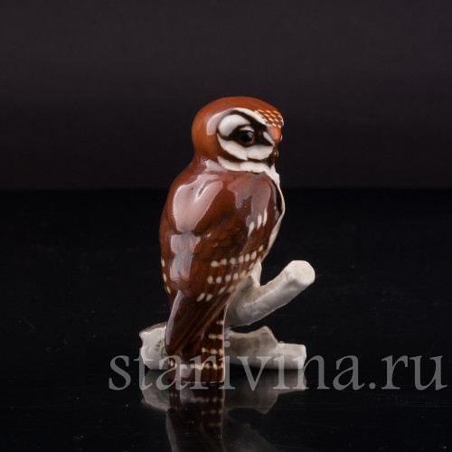 Фигурка птицы из фарфора Сова, миниатюра, Hutschenreuther, Германия, 1960 гг.