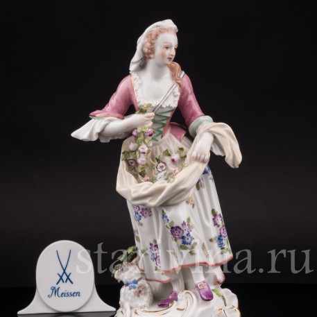 Фарфоровая статуэтка Пастушка, Meissen, Германия, 1950 г.