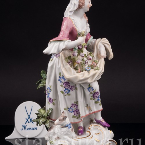 Фарфоровая статуэтка Пастушка, Meissen, Германия, 1950 г.