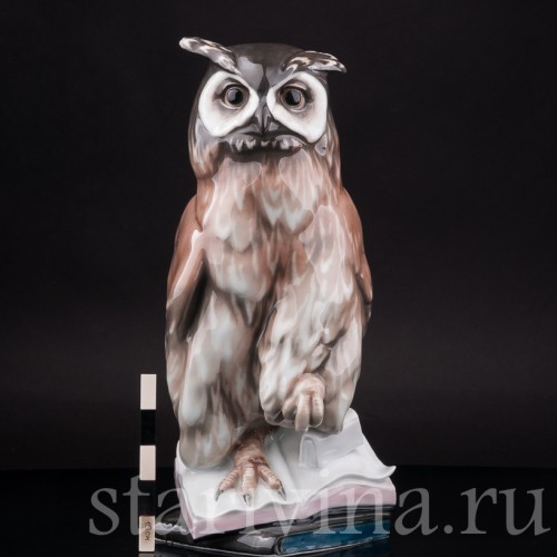 Фарфоровая статуэтка птицы Ушастая сова, Karl Ens, Германия, 1920-30 гг.