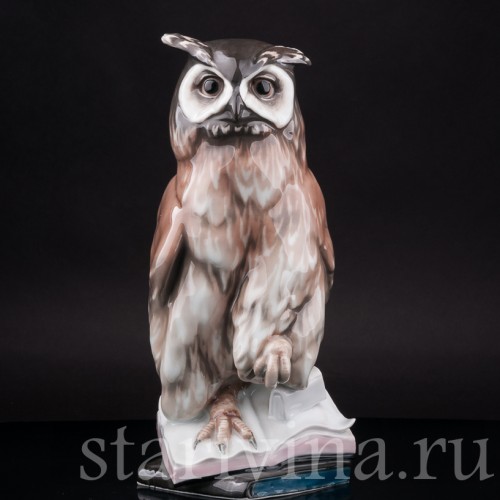 Фарфоровая статуэтка птицы Ушастая сова, Karl Ens, Германия, 1920-30 гг.