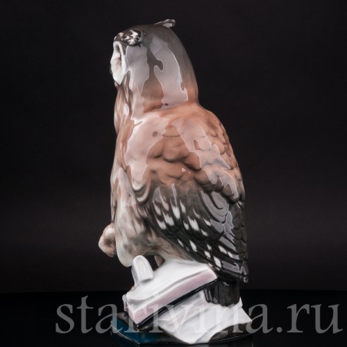 Фарфоровая статуэтка птицы Ушастая сова, Karl Ens, Германия, 1920-30 гг.