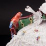 Фарфоровая статуэтка Девушка с попугаем на диване, кружевная, E. A. Muller, Германия, 1890-1927 гг.