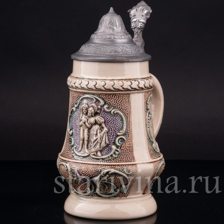 Старинная пивная кружка Влюблённая пара, 4/10 л, Diesinger, Германия, нач. 20 в.