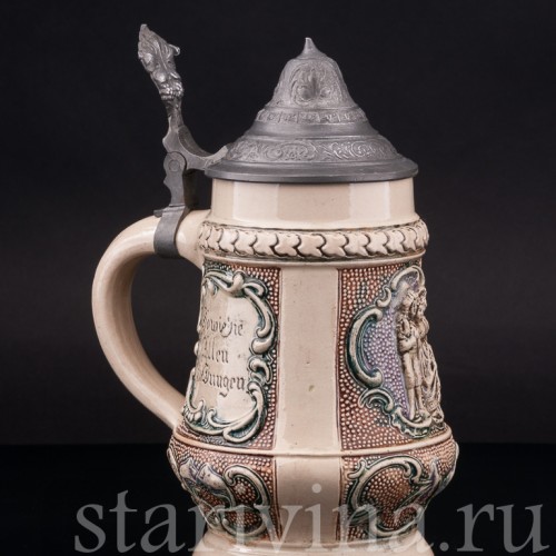 Старинная пивная кружка Влюблённая пара, 4/10 л, Diesinger, Германия, нач. 20 в.