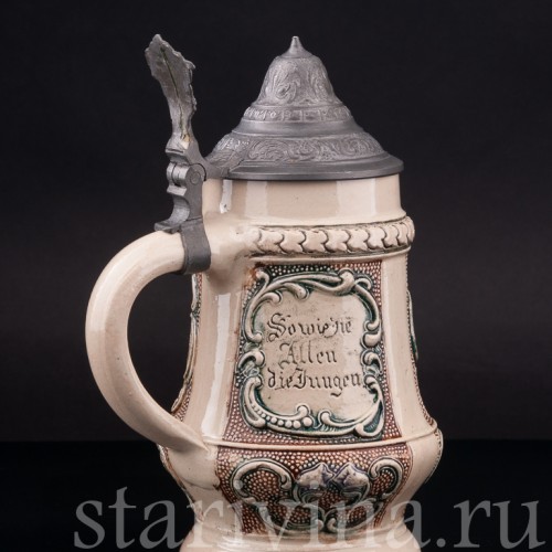 Старинная пивная кружка Влюблённая пара, 4/10 л, Diesinger, Германия, нач. 20 в.
