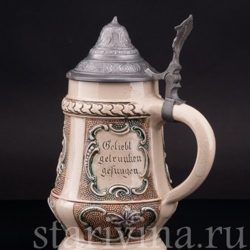 Старинная пивная кружка Влюблённая пара, 4/10 л, Diesinger, Германия, нач. 20 в.