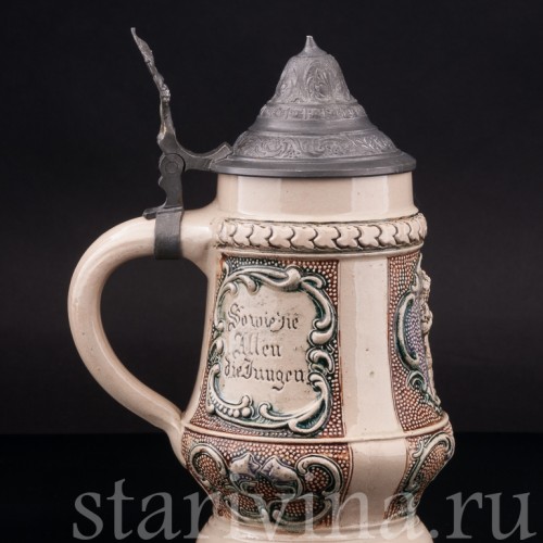 Старинная пивная кружка Влюблённая пара, 4/10 л, Diesinger, Германия, нач. 20 в.