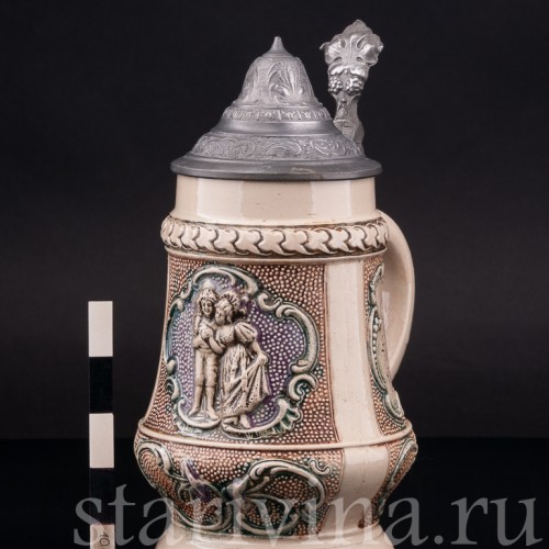 Старинная пивная кружка Влюблённая пара, 4/10 л, Diesinger, Германия, нач. 20 в.