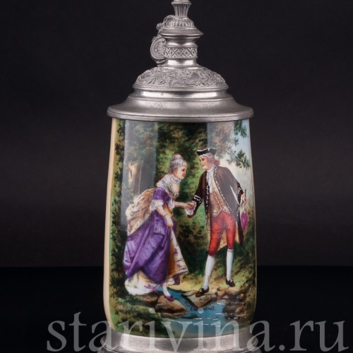 Старинная пивная кружка Галантность, 1/2 л, Германия, кон. 19 в.