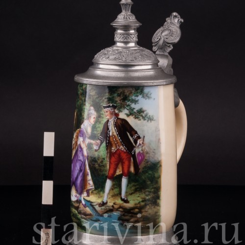 Старинная пивная кружка Галантность, 1/2 л, Германия, кон. 19 в.