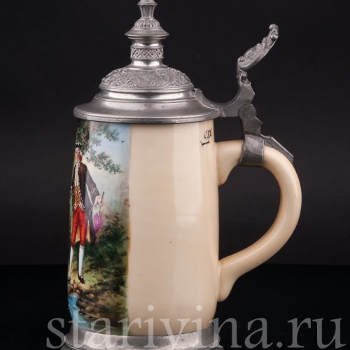 Старинная пивная кружка Галантность, 1/2 л, Германия, кон. 19 в.