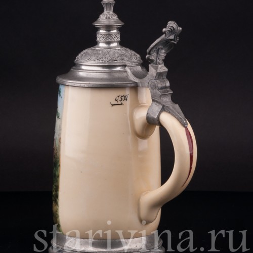 Старинная пивная кружка Галантность, 1/2 л, Германия, кон. 19 в.