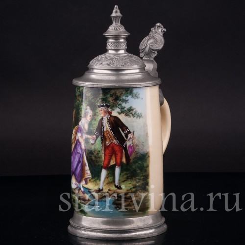 Старинная пивная кружка Галантность, 1/2 л, Германия, кон. 19 в.