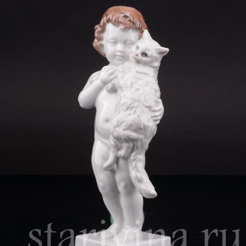 Фарфоровая фигурка Малыш с ангорской кошкой, Rosenthal, Германия, 1946 год.