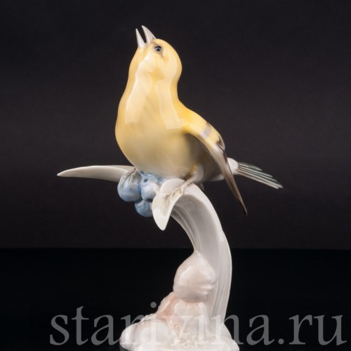 Статуэтка птицы из фарфора Поющая иволга, Hutschenreuther, Германия, сер. 20 в.
