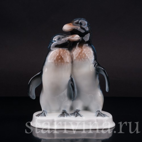 Статуэтка птиц из фарфора Пара пингвинов, Rosenthal, Германия, 1930-40 гг.