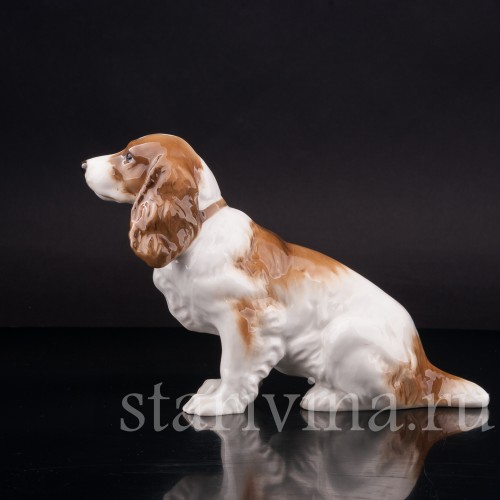 Фарфоровая статуэтка собаки Сидящий спаниель, Hutschenreuther, Германия, 1955-68 гг.
