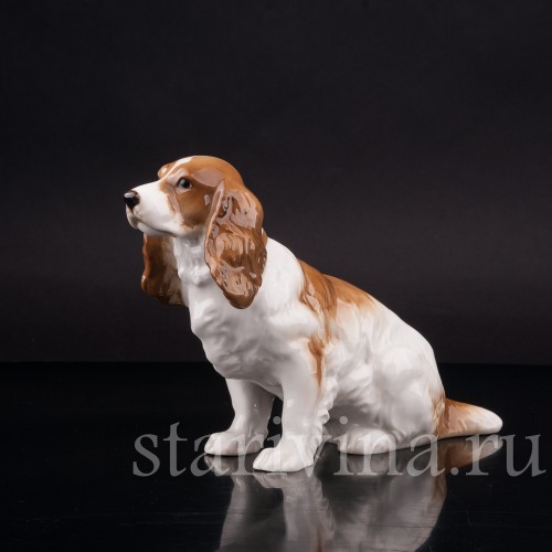 Фарфоровая статуэтка собаки Сидящий спаниель, Hutschenreuther, Германия, 1955-68 гг.