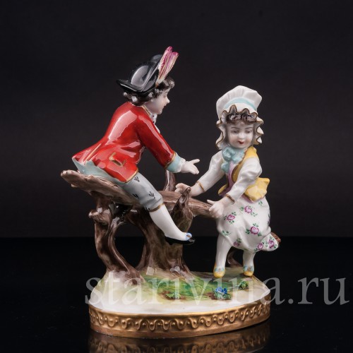 Фарфоровая фигурка Дети на качелях, Volkstedt, Германия, вт. пол. 20 в.