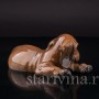 Фигурка собаки из фарфора Лежащий щенок таксы Rosenthal, Германия, 1930-40 гг.