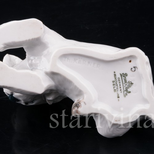 Фарфоровая статуэтка собаки Лежащий щенок селихем терьера, Rosenthal, Германия, 1946 год.