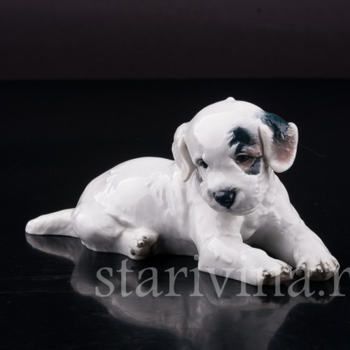 Фарфоровая статуэтка собаки Лежащий щенок селихем терьера, Rosenthal, Германия, 1946 год.