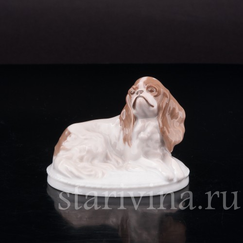 Фарфоровая фигурка собаки Кинг-чарльз-спаниель (английский спаниель), миниатюра, Rosenthal, Германия, 1920-30 гг.