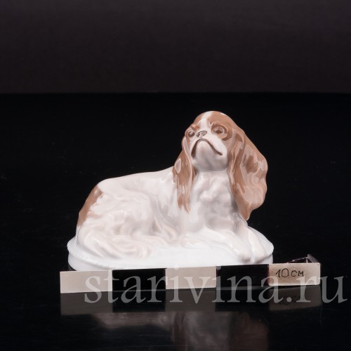 Фарфоровая фигурка собаки Кинг-чарльз-спаниель (английский спаниель), миниатюра, Rosenthal, Германия, 1920-30 гг.