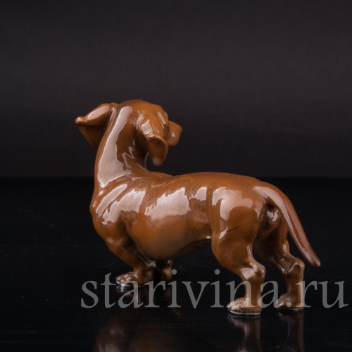 Статуэтка собаки из фарфора Стоящая такса, миниатюра, Rosenthal, Германия, 1950-60 гг.