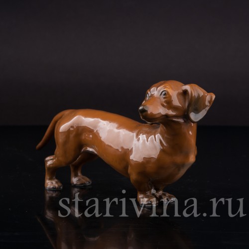Статуэтка собаки из фарфора Стоящая такса, миниатюра, Rosenthal, Германия, 1950-60 гг.