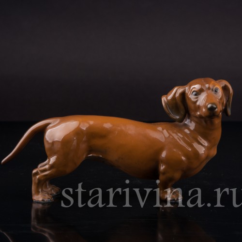 Статуэтка собаки из фарфора Стоящая такса, миниатюра, Rosenthal, Германия, 1950-60 гг.