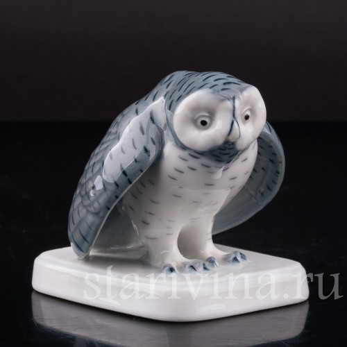 Фигурка птицы из фарфора Сова, миниатюра, Metzler & Ortloff, Германия, 1890-45 гг.