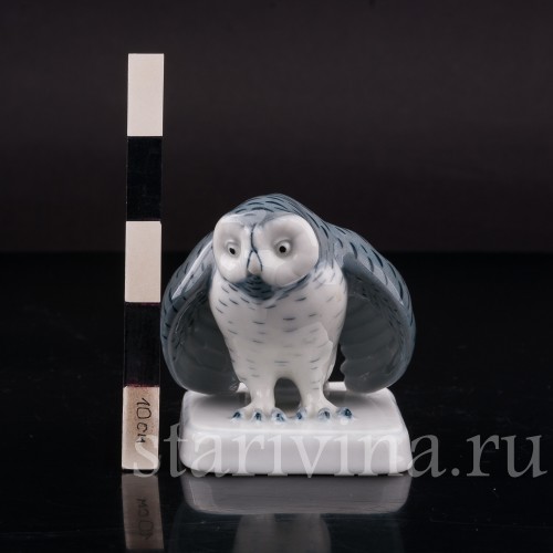 Фигурка птицы из фарфора Сова, миниатюра, Metzler & Ortloff, Германия, 1890-45 гг.