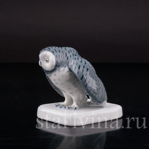 Фигурка птицы из фарфора Сова, миниатюра, Metzler & Ortloff, Германия, 1890-45 гг.