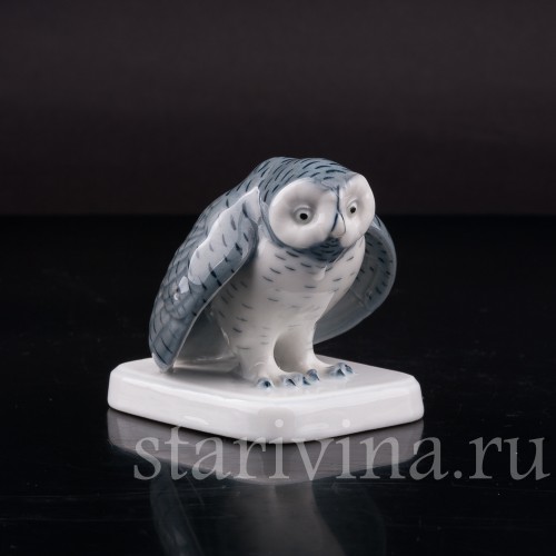 Фигурка птицы из фарфора Сова, миниатюра, Metzler & Ortloff, Германия, 1890-45 гг.