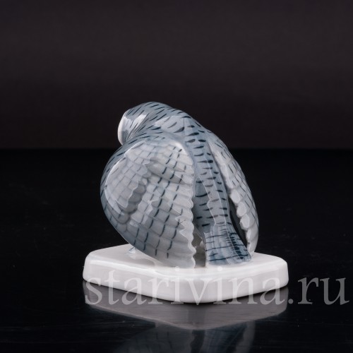 Фигурка птицы из фарфора Сова, миниатюра, Metzler & Ortloff, Германия, 1890-45 гг.