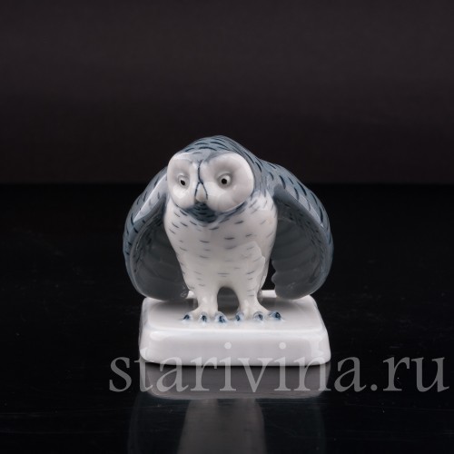 Фигурка птицы из фарфора Сова, миниатюра, Metzler & Ortloff, Германия, 1890-45 гг.