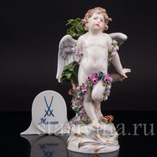 Фарфоровая статуэтка Купидон, связанный гирляндами из роз , Meissen, Германия, сер.19 - нач.20 вв.