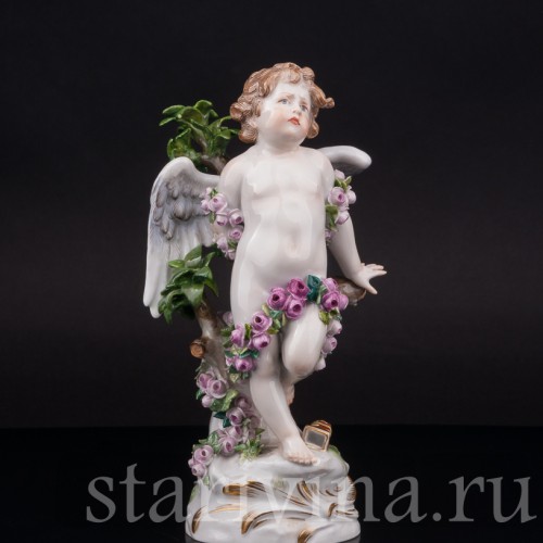 Фарфоровая статуэтка Купидон, связанный гирляндами из роз , Meissen, Германия, сер.19 - нач.20 вв.