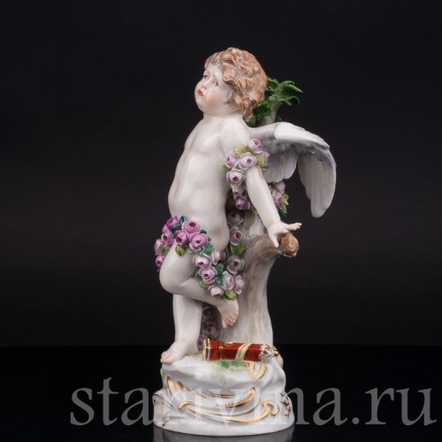 Фарфоровая статуэтка Купидон, связанный гирляндами из роз , Meissen, Германия, сер.19 - нач.20 вв.