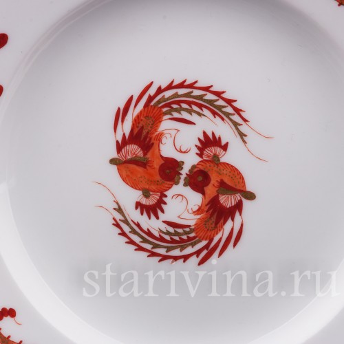 Пирожковая тарелка Красный дракон, Meissen, Германия, 1940-50 гг.