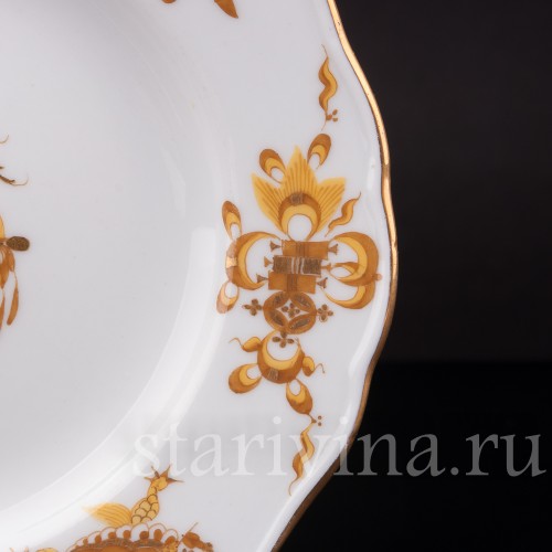 Пирожковая тарелка Жёлтый дракон, Meissen, Германия, 1940-50 гг.