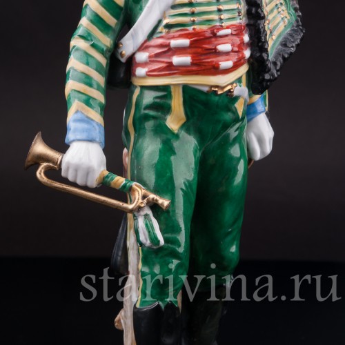 Фарфоровая статуэтка солдата Трубач 2го гусарского полка, Carl Thieme, Германия, нач. 20 в.