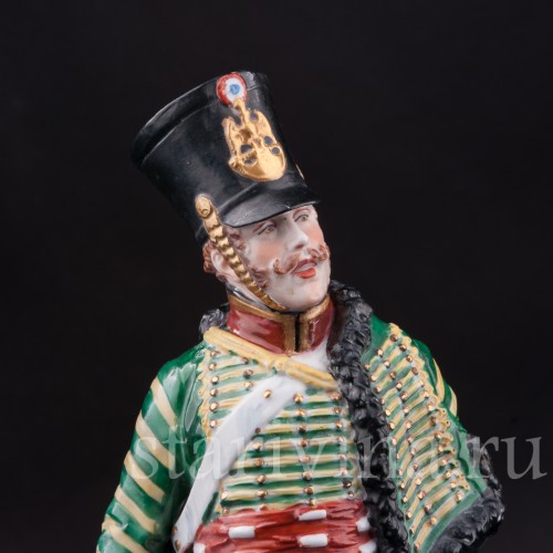 Фарфоровая статуэтка солдата Трубач 2го гусарского полка, Carl Thieme, Германия, нач. 20 в.